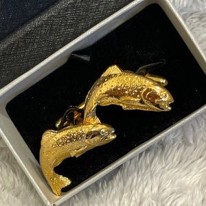 Trout Cufflinks. Gold Plated 22k